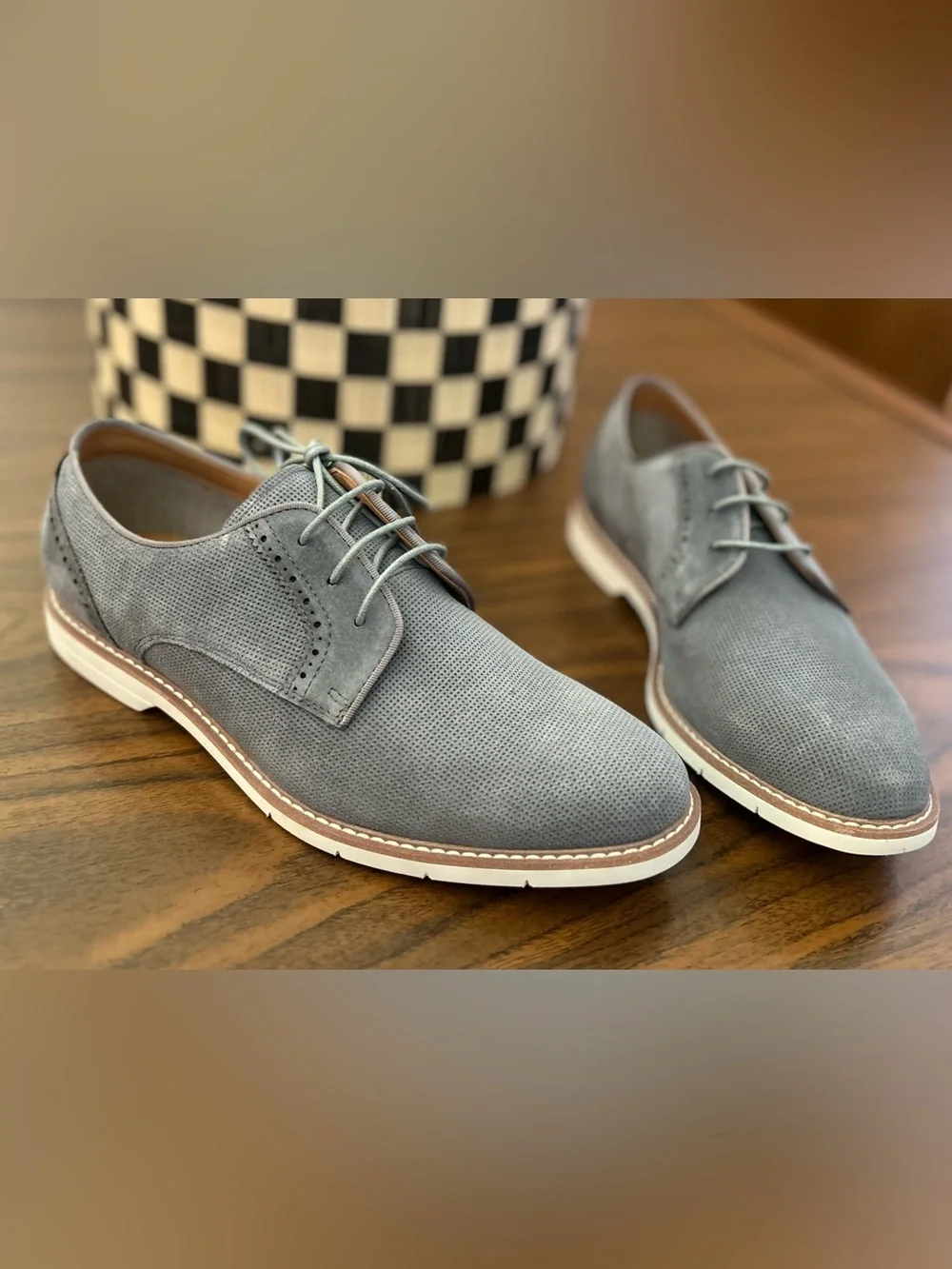 Steve Madden Melton Oxford Gray Perforated Derby Shoes